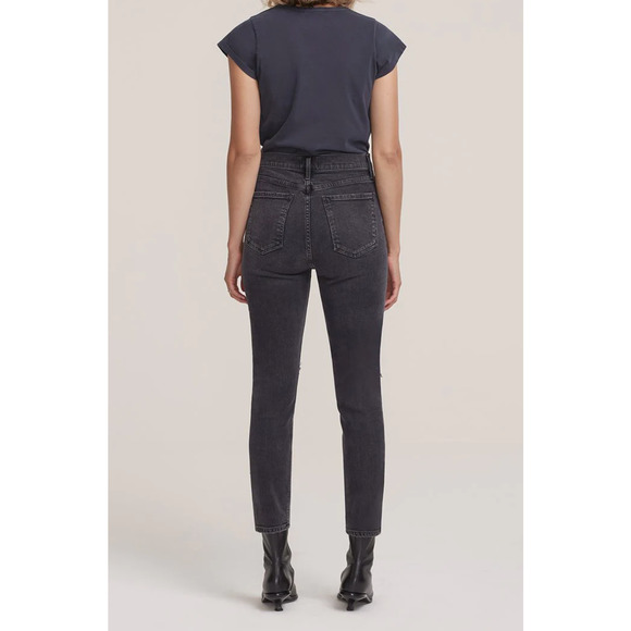 NWT Agolde Nico High Rise Slim Fit Jeans Black Cassette Womens Size 24 - Picture 2 of 11